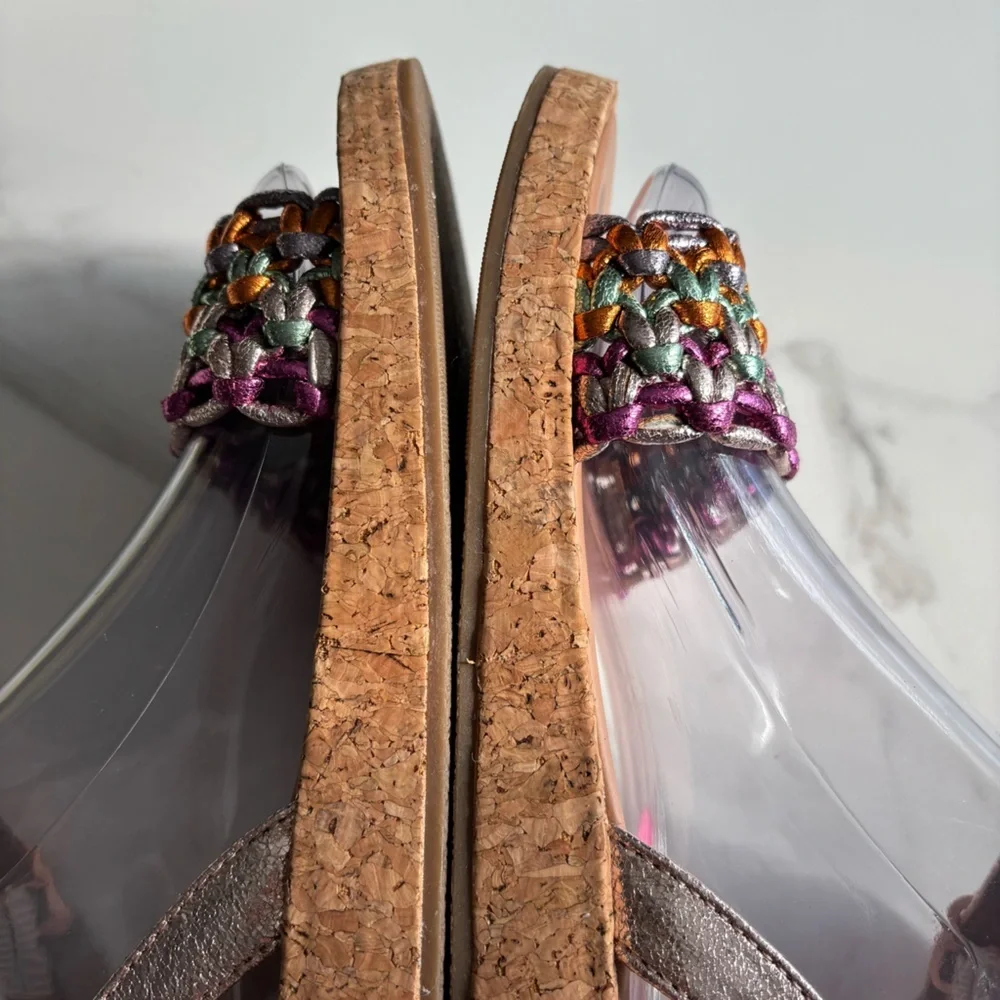 Steve Madden Girls' Layny sandal metallic woven strap sz 4